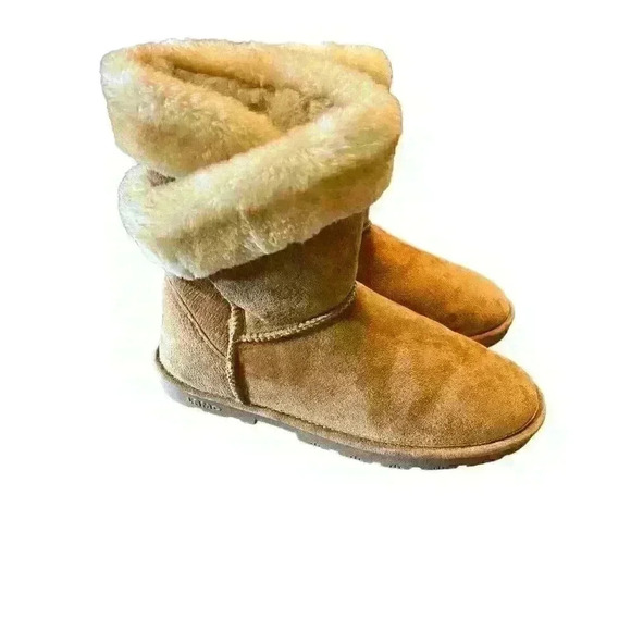 LAMO Essential Women's Size 10 Chestnut Suede Faux Fur Ankle Boots - Picture 7 of 13